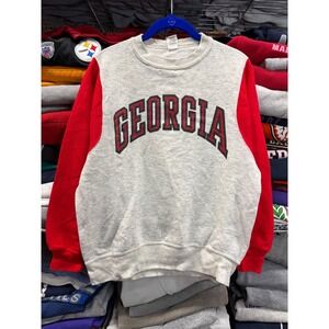 Vintage Velva Sheen Georgia Bulldogs Sweatshirt Mens Large Grey Red Made in USA